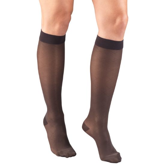 Picture of Sheer Compression Stockings, 15-20 mmHg, Women's Knee High Length, Diamond Pattern