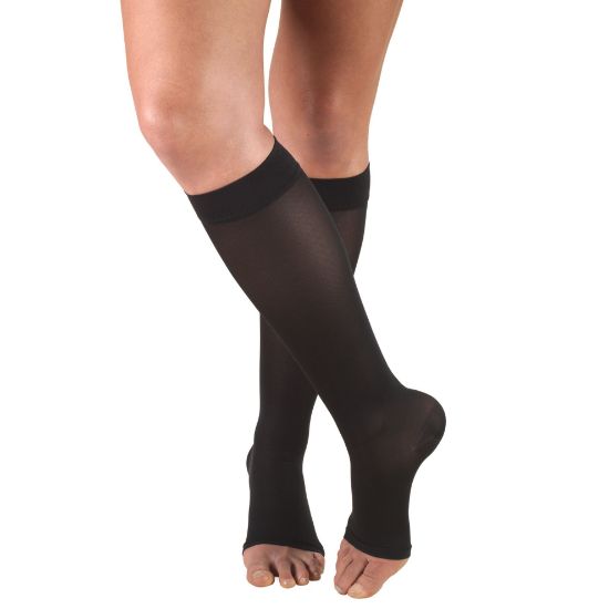 Picture of Women's Compression Stockings, 15-20 mmHg, Knee High Length, Open Toe, Opaque