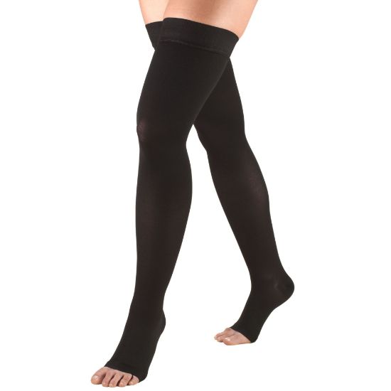 Picture of Compression Stockings for Men and Women, 20-30 mmHg , Thigh High Length, Dot-Top, Open Toe