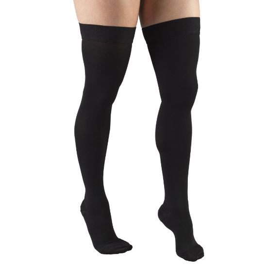 Picture of 20-30 mmHg Compression Stockings for Men and Women, Thigh High Length, Dot Top, Closed Toe