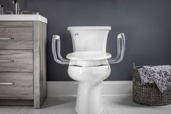 Picture of Bemis Assurance with CleanShield 3" raised toilet seat, with arms