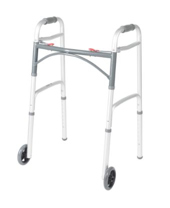 Show details for Drive Deluxe Folding Walker, Two Button with 5" Wheels, 4/cs Picture of Drive Deluxe Folding Walker, Two Button with 5" Wheels, 4/cs