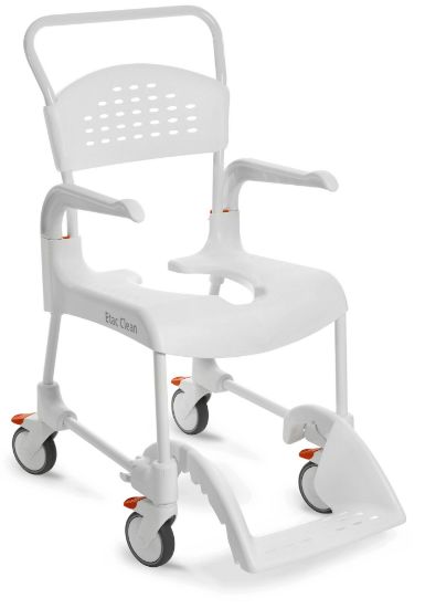 Picture of Clean Shower Commode chair, 21.75", white 4 lockable castors