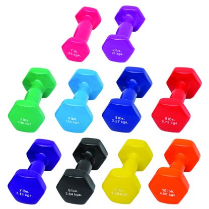 Show details for CanDo 10 piece vinyl-coated dumbbell set (1 ea: 1-10 lbs) Picture of CanDo 10 piece vinyl-coated dumbbell set (1 ea: 1-10 lbs)