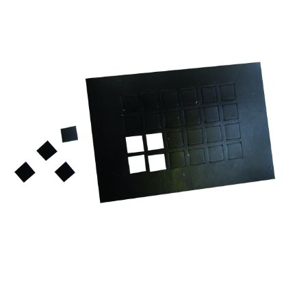 Show details for Dycem non-slip self-adhesive squares, 1/2" each, 24/sheet, black Picture of Dycem non-slip self-adhesive squares, 1/2" each, 24/sheet, black