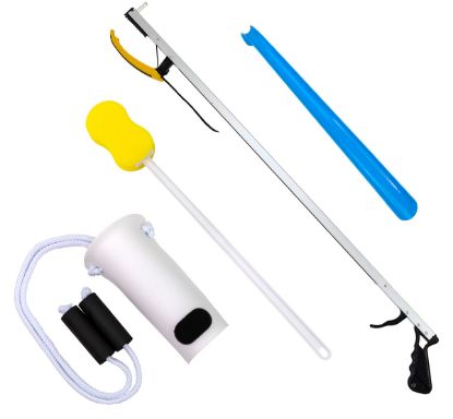 Show details for Hip Kit #1: 32" reacher, contoured sponge, sock and stocking aid, 18" plastic shoehorn Picture of Hip Kit #1: 32" reacher, contoured sponge, sock and stocking aid, 18" plastic shoehorn