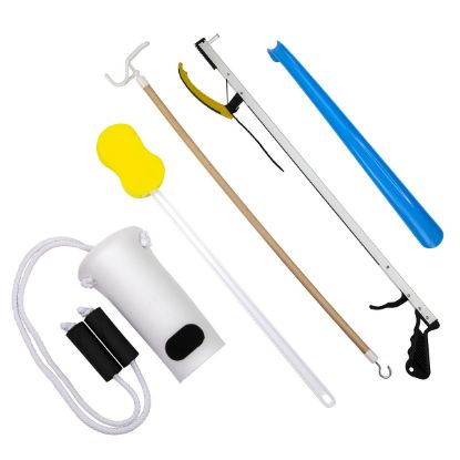 Show details for Hip Kit #3: 26" reacher, contoured sponge, sock aid, 18" plastic shoehorn, dressing stick Picture of Hip Kit #3: 26" reacher, contoured sponge, sock aid, 18" plastic shoehorn, dressing stick