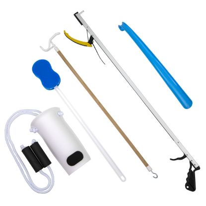 Show details for Hip Kit #3: 32" reacher, straight handle sponge, deluxe sock aid, shoehorn, dressing stick Picture of Hip Kit #3: 32" reacher, straight handle sponge, deluxe sock aid, shoehorn, dressing stick