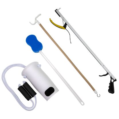 Show details for Hip Kit #8: 26" reacher, contoured sponge, sock and stocking aid, dressing stick Picture of Hip Kit #8: 26" reacher, contoured sponge, sock and stocking aid, dressing stick