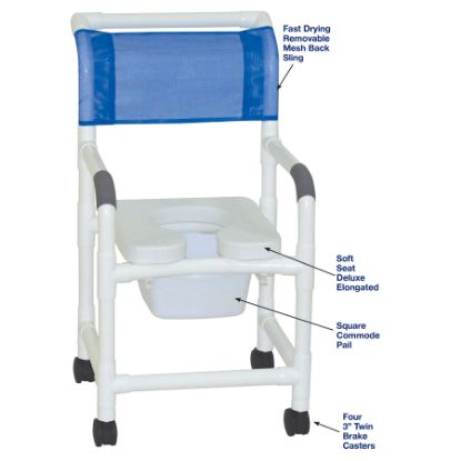 Show details for MJM shower chair with soft seat, deluxe elongated with square pail Picture of MJM shower chair with soft seat, deluxe elongated with square pail