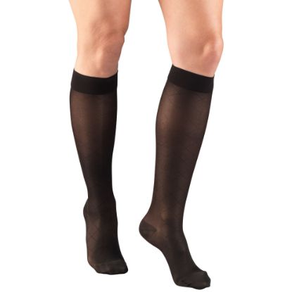 Picture of Sheer Compression Stockings, 15-20 mmHg, Women's Knee High Length, Diamond Pattern