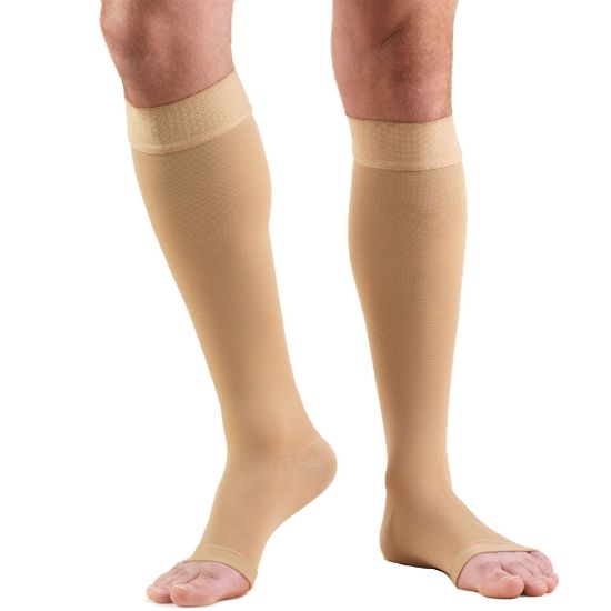 Picture of Compression Stockings for Men and Women, 20-30 mmHg, Knee High Length, Dot-Top, Open Toe