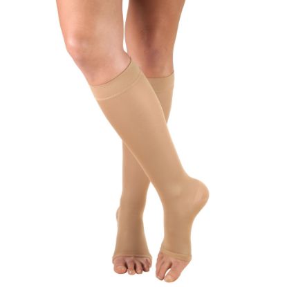 Picture of Women's Compression Stockings, 20-30 mmHg, Knee High Length, Open Toe, Opaque