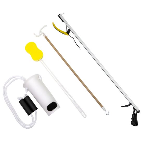 Picture of Hip Kit #8: 32" reacher, contoured sponge, sock and stocking aid, dressing stick