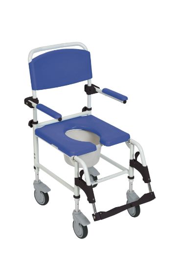 Picture of Drive Bariatric Aluminum Rehab Shower Commode Chair with 4 locking wheels