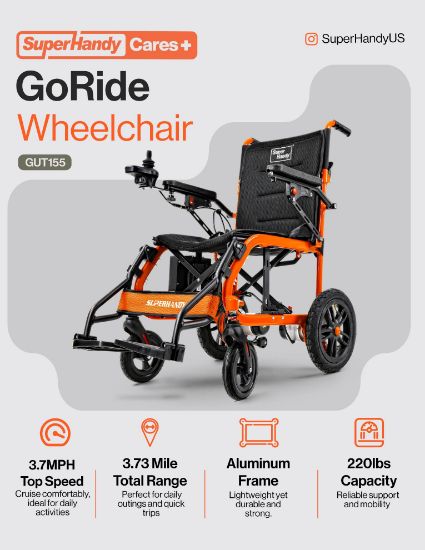 Picture of GoRide Electric Wheelchair - 24V 6Ah Battery, 220Lbs Max Weight