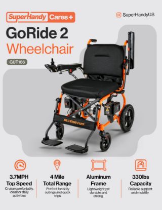 Picture of GoRide 2 Electric Wheelchair - 48V 2Ah Battery, 330Lbs Max Weight