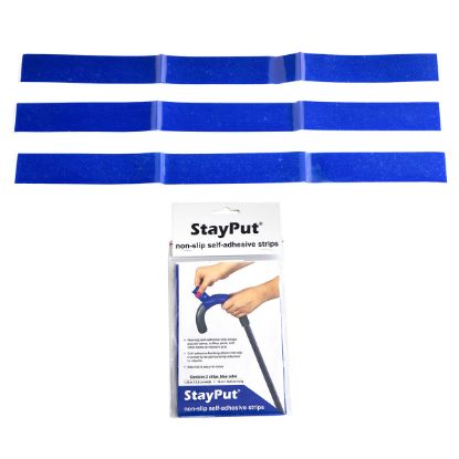 Picture of Stayput non-slip material, self-adhesive strips, 1.25" x 16", pack of 3 strips, blue