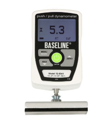 Picture of Baseline 100 lb./45 kg push-pull electronic dynamometer w/3 pads, 1 hook, and case