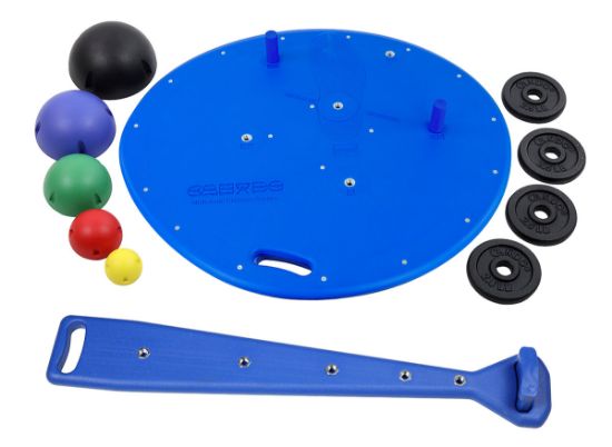 Picture of CanDo professional balance system with balls, weight rods, weights (10 lbs.) and wall rack