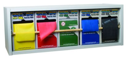 Picture of CanDo Dispens-a-Band band rack, holds 5 boxes of Perf-100 or 50 yard band