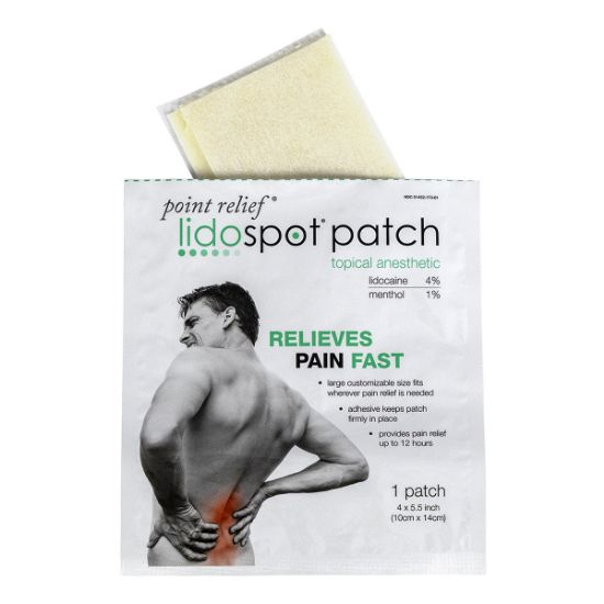 Picture of Point Relief LidoSpot pain relieving patch, universal size (4" x 6"), 5/pack