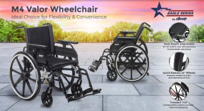 Picture of Drive Valor M4 Wheelchair, Flip Back Universal Arm, Swing-away Footrests