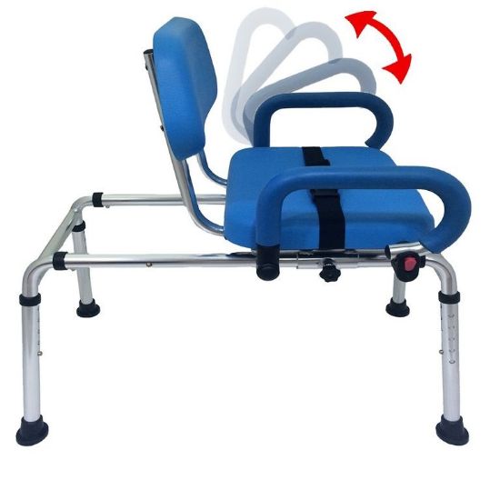 Picture of CAROUSEL Sliding Bath Bench, padded with swivel seat and armrests